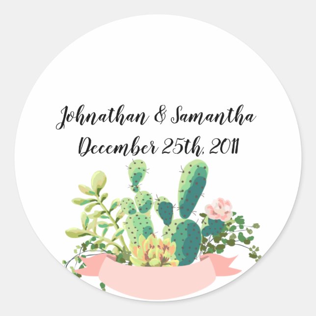 Stickers de 20 à 1,5 po Favor Bohemian Cactus Succ (Devant)