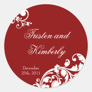 Stickers de 20 à 1,5 po Favor Crimson Red Floral F
