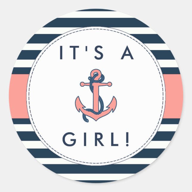 Stickers de Baby shower d'Ancres nautiques - C'est (Devant)