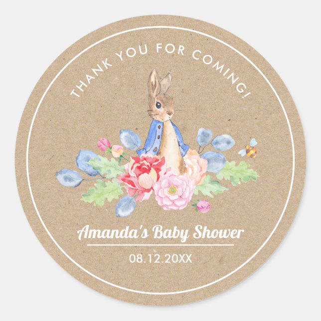 Stickers de Baby shower de lapin doux Favoriser le (Devant)