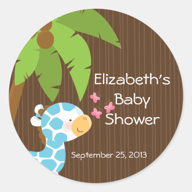 Stickers de Baby shower pour garçon de Giraffe Saf (Devant)