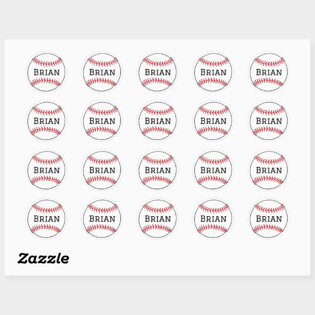 Stickers de baseball avec nom (Feuille)