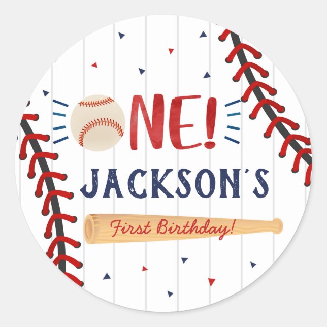 Stickers de baseball premier anniversaire de fête  (Devant)