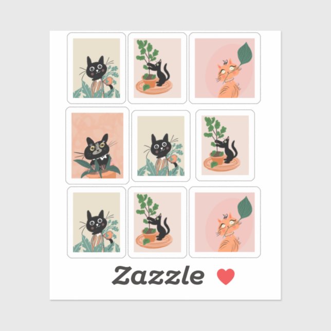 Stickers de cadre de chat amusant (Feuille)
