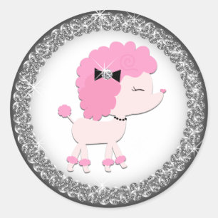 Stickers de caniche rose adorable