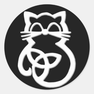 Stickers de chat celtique à noeud de trinité blanc