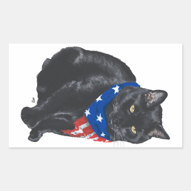 Stickers de chat noir patriotique (Devant)
