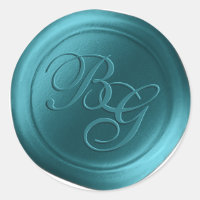 Stickers de cire de monogramme bleu turquoise