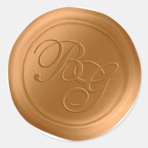 Stickers de cire double monogramme en or gras