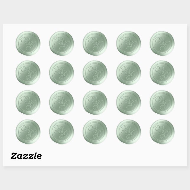 Stickers de cire Laurel Green Script Monogramme (Feuille)