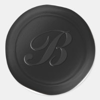 Stickers de cire Monogramme 1 lettre noir classiqu