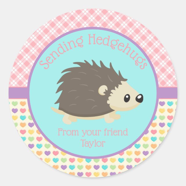 Stickers de classe de jour Hedgehog Valentines (Devant)