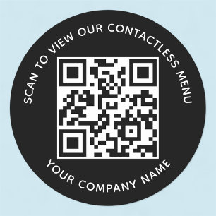 Stickers de code QR du menu noir Rond Affaires per