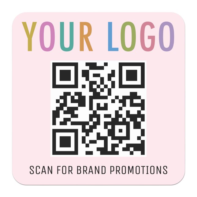 Stickers de code QR rose Logo de l'entreprise Carr (MISOOK Rounded Square QR Code Sticker with Logo)