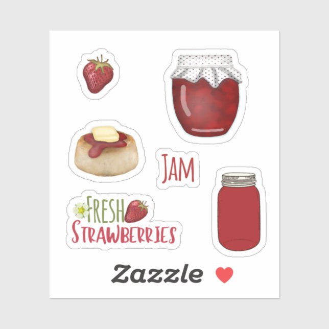 Stickers de confiture de fraises (Feuille)