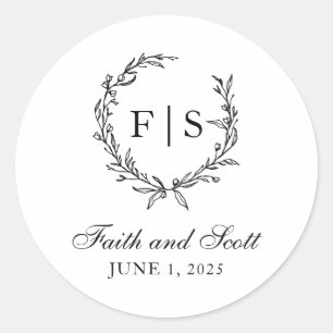Stickers de couronne Monogramme noir et blanc