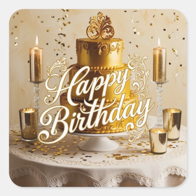 Stickers de decal de Happy Birthday Metallic Gold (Devant)