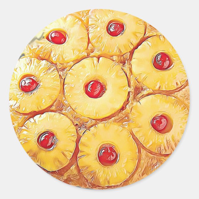 Stickers de dessert de gâteau à l'ananas à l'enver (Devant)