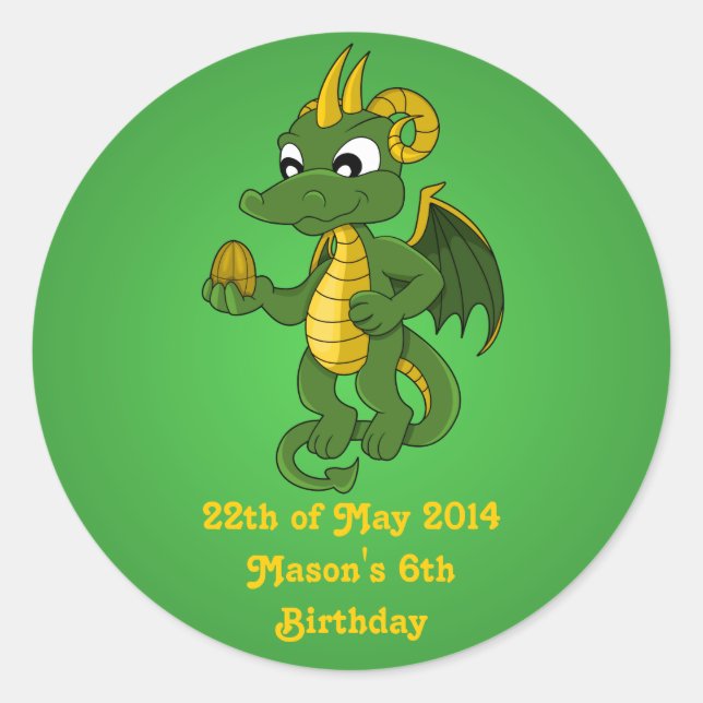 Stickers de dessin animé de dragon vert (Devant)