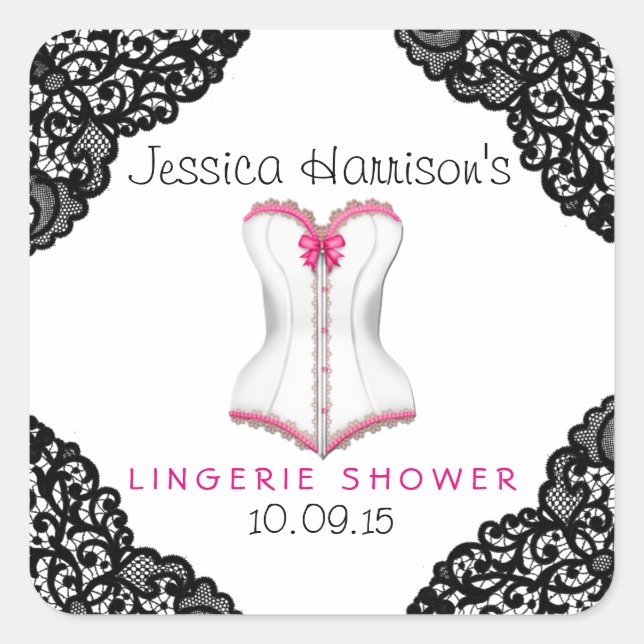 Stickers de douche en dentelle rose et noire (Devant)