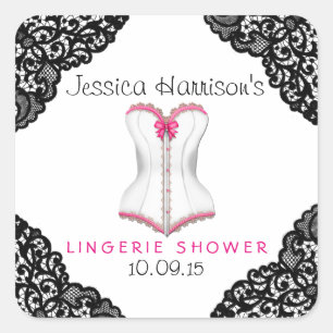 Stickers de douche en dentelle rose et noire