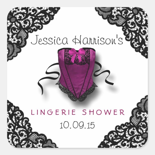 Stickers de douche en dentelle rose et noire (Devant)