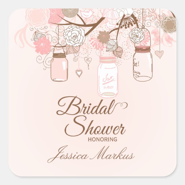stickers de douche nuptiale fleurie en pot de maso (Devant)