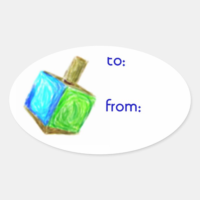Stickers de étiquette cadeau Hanoukka Dreidel (Devant)