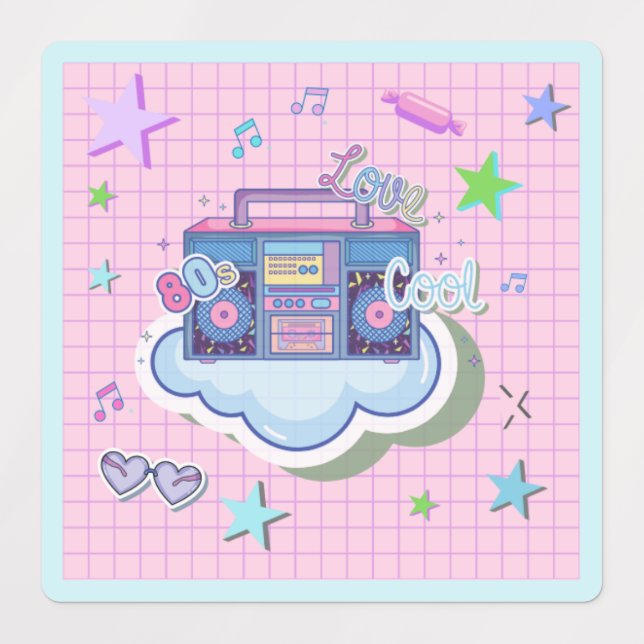 stickers de fête à thème des années 80, musique, r (Design 1)
