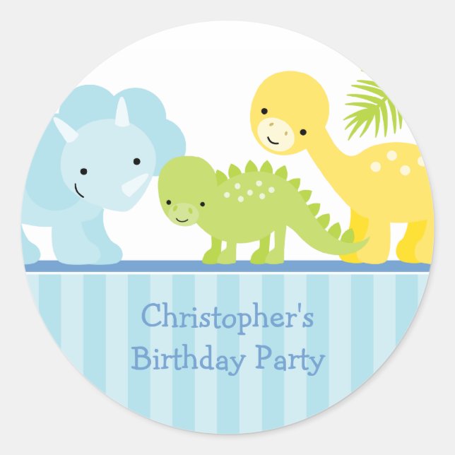 stickers de fête d'anniversaire de dinosaure pour  (Devant)