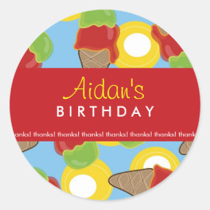Stickers de fête d'anniversaire de la crème glacée