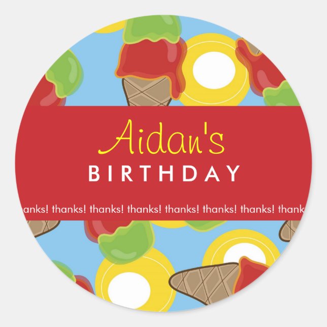 Stickers de fête d'anniversaire de la crème glacée (Devant)