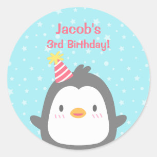 Stickers de fête d'anniversaire de Little Penguin