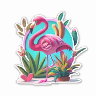 Stickers de Flamant rose un coup de rose à votre m