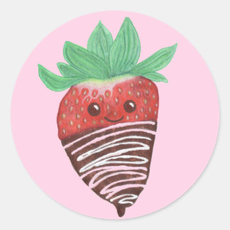 Stickers de fraises couverts au chocolat
