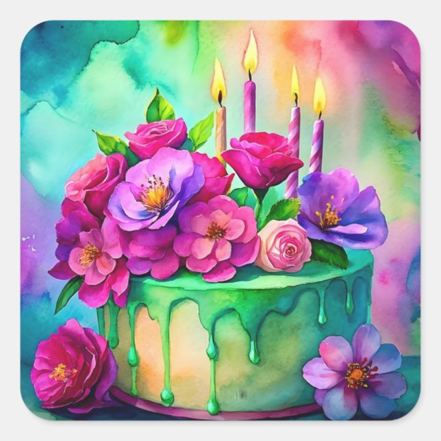 stickers de gâteau d'anniversaire ou scellés d'env (Devant)