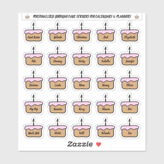 stickers de gâteau d'anniversaire pour calendriers (Feuille)