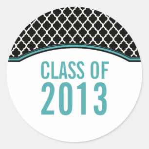 Stickers de graduation Aqua Elegant Quatrefoil