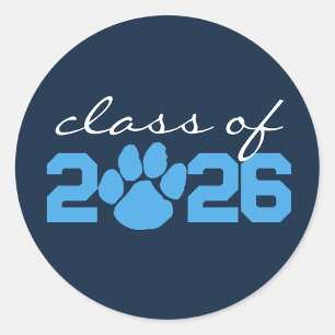 Stickers de graduation Marine & Pawprint bleu clai