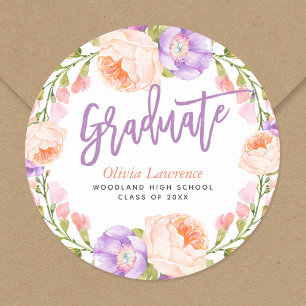 Stickers de graduation personnalisée en aquarelle 