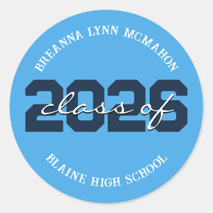 Stickers de graduation personnalisés bleu clair et