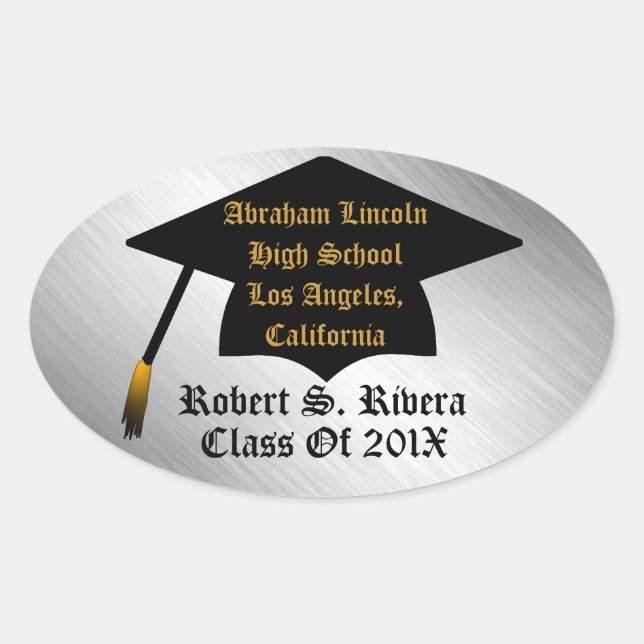 Stickers de graduation sur mesure argent, or et no (Devant)