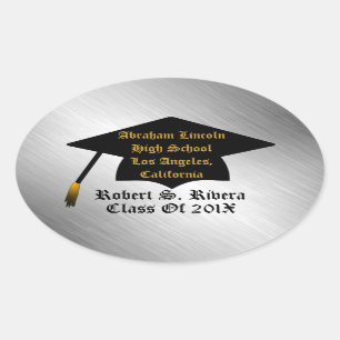 Stickers de graduation sur mesure argent, or et no