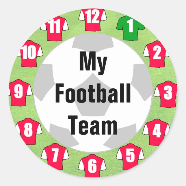 Stickers de l'équipe de football avec Chemises rou (Devant)