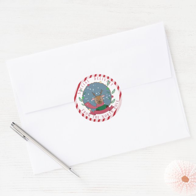 Stickers de livraison spéciale Reindeer Red Scarf (Enveloppe)