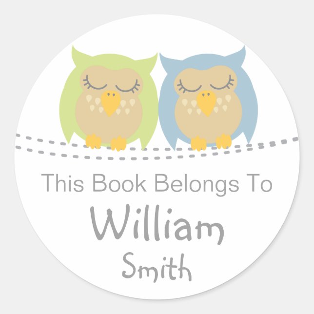 Stickers de livres de hibou personnalisées (Devant)
