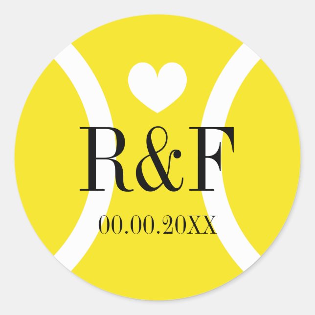 stickers de mariage à thème de tennis avec monogra (Devant)
