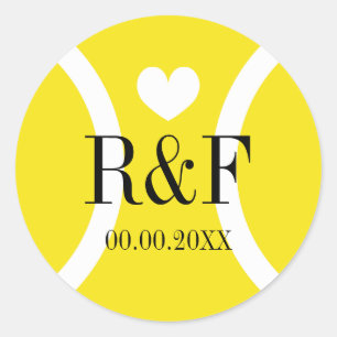 stickers de mariage à thème de tennis avec monogra