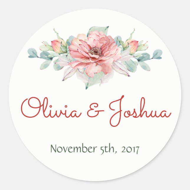Stickers de mariage aux fleurs d'aquarelle (Devant)