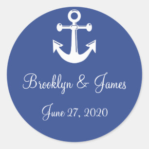 Stickers De Mariage Bleu Nautique Avec Ancre